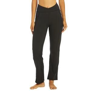Free People Movement Shanti Straight Leg Pants Black Crossover Waist Womens